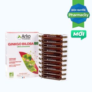 TPBVSK ARKOPHARMA Ginkgo Biloba Bio - Hỗ Trợ Tăng Cường Tuần Hoàn Máu Não, Cải Thiện Trí Nhớ (Hộp 20 ống)