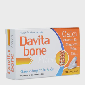 Thực phẩm bảo vệ sức khỏe DHG PHARMA Davita Bone Plus Hỗ trợ giảm nguy cơ loãng xương (Hộp 30 viên)