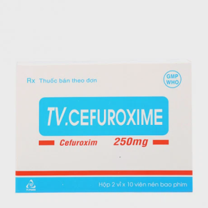 Viên nén TV-Cefuroxime 250mg kháng sinh điều trị nhiễm khuẩn (2 vỉ x 10 viên)