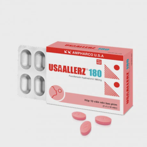 Viên nén bao phim USAAllerz 180mg điều trị triệu chứng dị ứng, mày đay (1 vỉ x 10 viên)