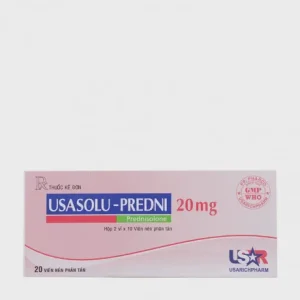 Viên nén phân tán Usasolu-Predni 20mg kháng viêm, trị viêm thấp khớp, chống dị ứng (2 vỉ x 10 viên)