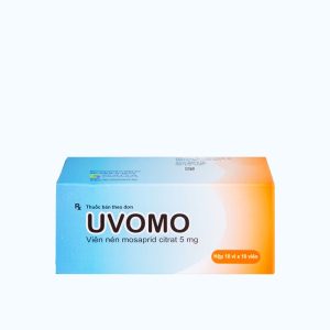Viên nén UVomo 5mg Saga trị nóng ruột, buồn nôn, trào ngược dạ dày (10 vỉ x 10 viên)