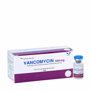 Bột đông khô pha tiêm Vancomycin 500mg Bidiphar điều triị nhiễm khuẩn (hộp 10 lọ)