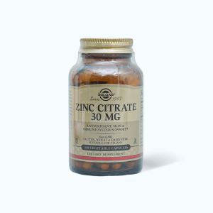 Thực phẩm bảo vệ sức khỏe Solgar Zinc Citrate 30mg Hỗ trợ chống lão hóa (Chai 100 viên)