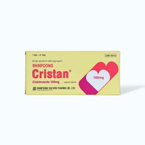 Viên đặt âm đạo Cristan 100mg trị bệnh lý liên quan tới nhiễm nấm candida âm đạo (1 vỉ x 6 viên)