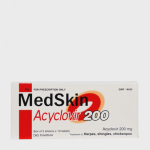 Viên nén Medskin Clovir 200mg DHG trị nhiễm virus thủy đậu và zona, herpes simplex (5 vỉ x 10 viên)