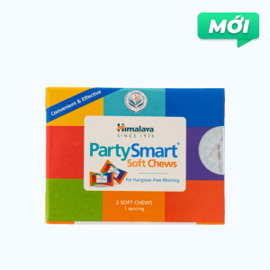 Viên nhai HIMALAYA Party Smart Hỗ trợ cải thiện đau đầu, buồn nôn do uống rượu bia (Hộp 2 viên)