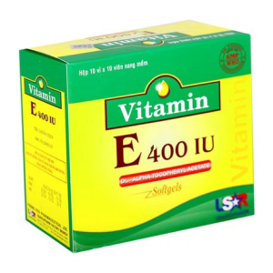 Viên nang Vitamin E 400IU USAR ngăn ngừa lão hóa da, điều trị dự phòng thiếu E (10 vỉ x 10 viên)