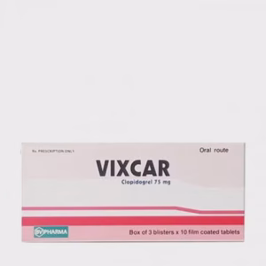 Viên nén Vixcar 75mg phòng ngừa các biến cố huyết khối do xơ vữa, tắc mạch (3 vỉ x 10 viên)