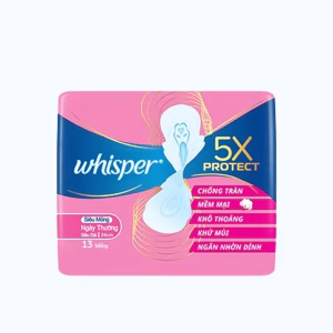 Băng vệ sinh Whisper 5X bảo vệ siêu mỏng 24cm (Gói 13 miếng )